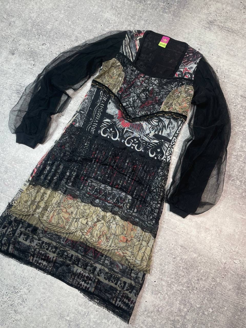 Hysteric Glamour Vintage 00s Save The Queen Midi Dress Mesh Y2K Size XL / US 12-14 / IT 48-50 - 3 Thumbnail