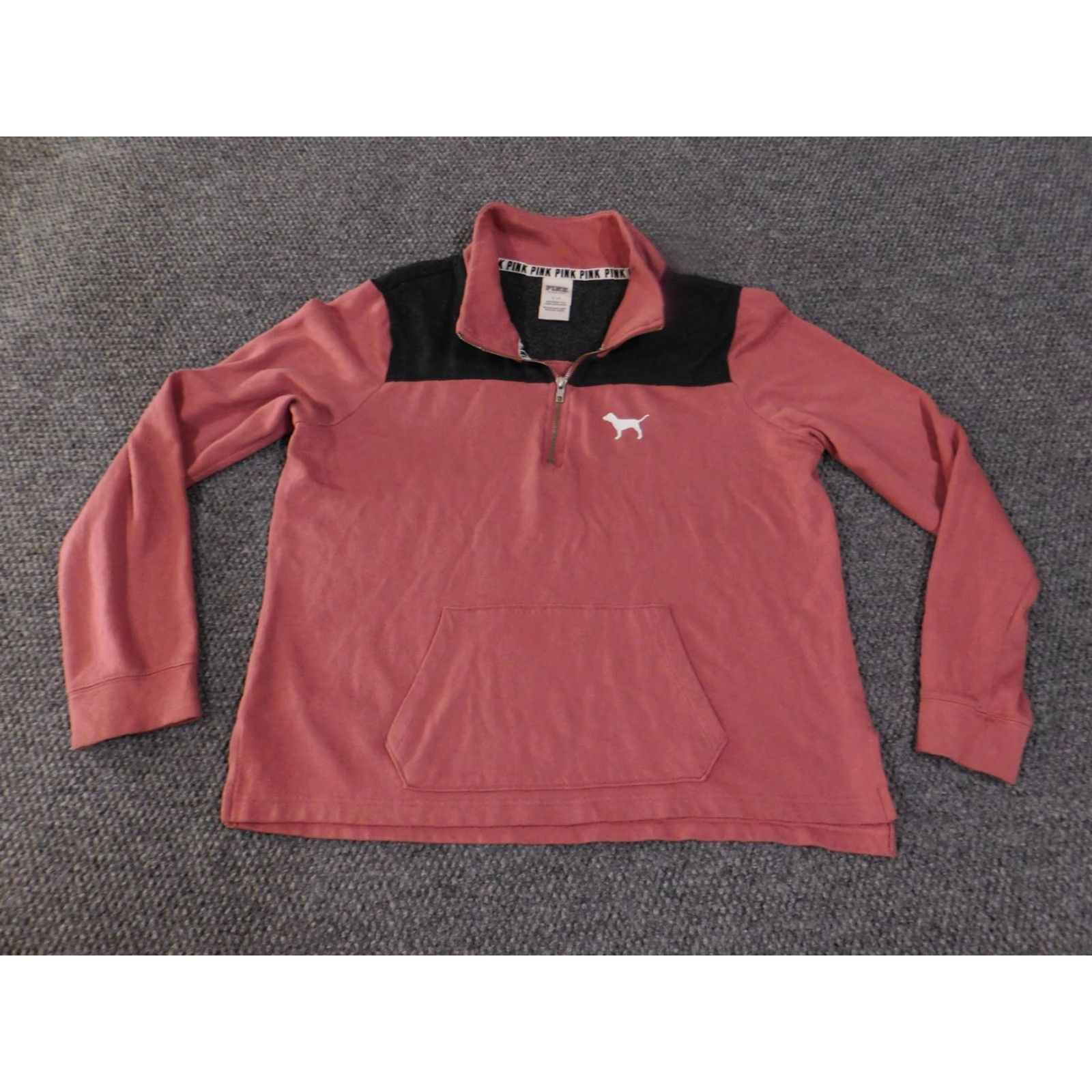 Pinko PINK Victoria's Secret Pullover Sweatshirt Womens Large Quarter Zip Dog Logo Size L / US 10 / IT 46 - 2 Thumbnail