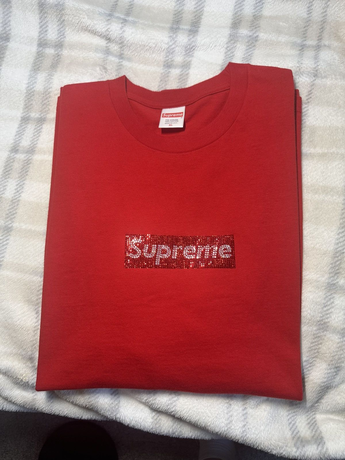 Supreme Supreme Swarovski Box Logo Tee XL Red Size US XL / EU 56 / 4 - 2 Thumbnail