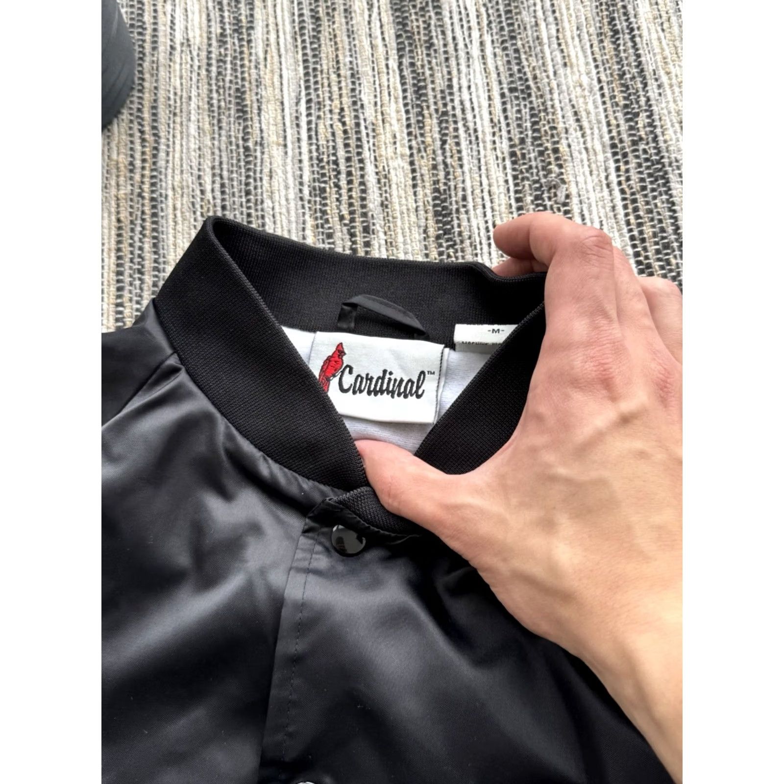 Logo 7 VINTAGE Cardinal Bomber Jacket Men M Black Logo 90s Streetwear City USA Designer Size US M / EU 48-50 / 2 - 6 Thumbnail