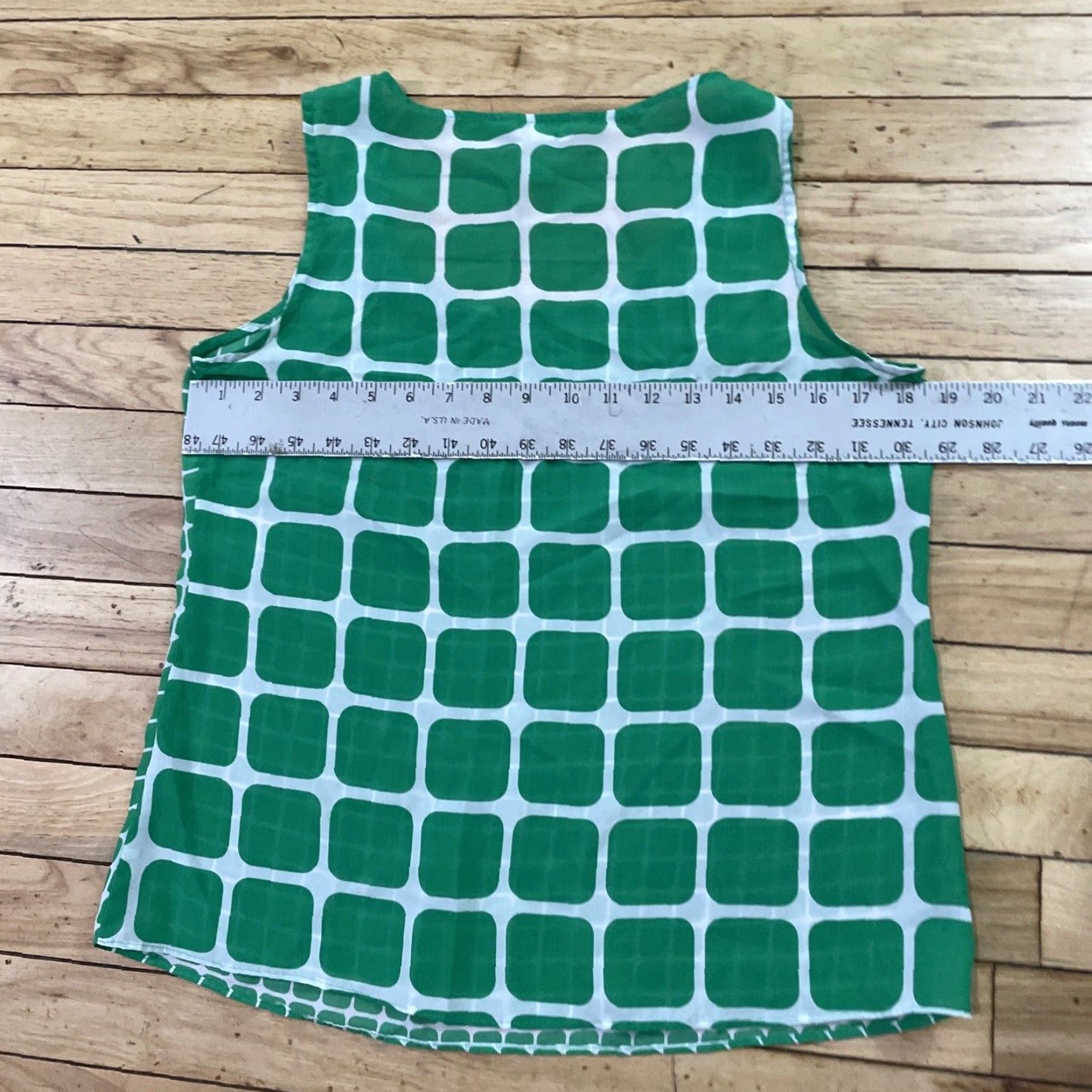 Banana Republic VINTAGE Banana Republic Tank Top Women Petite M Green White Retro 60s Mod Print P M Shirt Womens Size M / US 6-8 / IT 42-44 - 5 Thumbnail