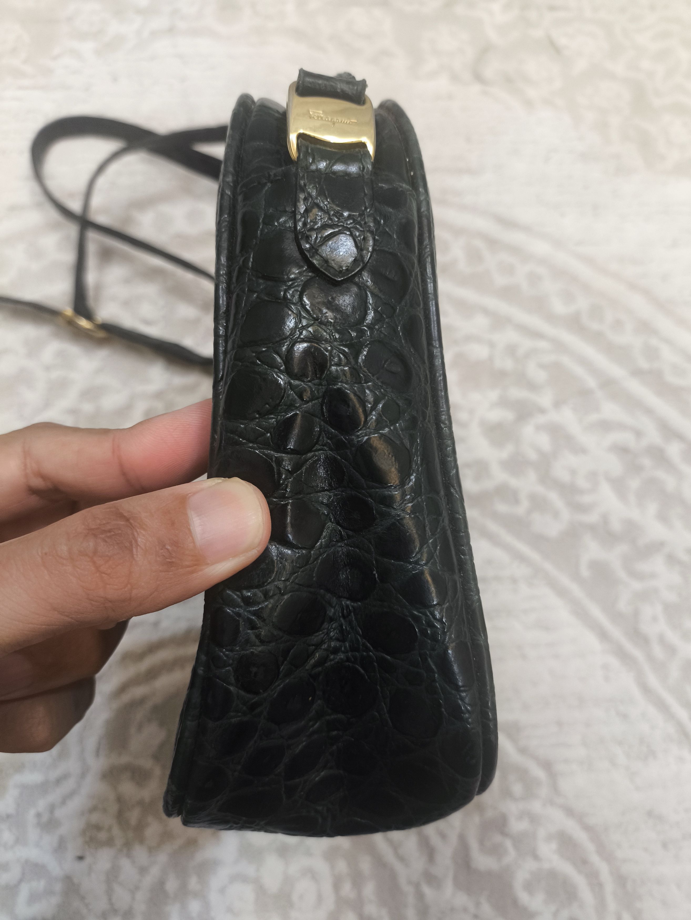 Salvatore Ferragamo Salvatore Ferragamo Crocodile Embossed Green Cross body Bag Size ONE SIZE - 5 Thumbnail