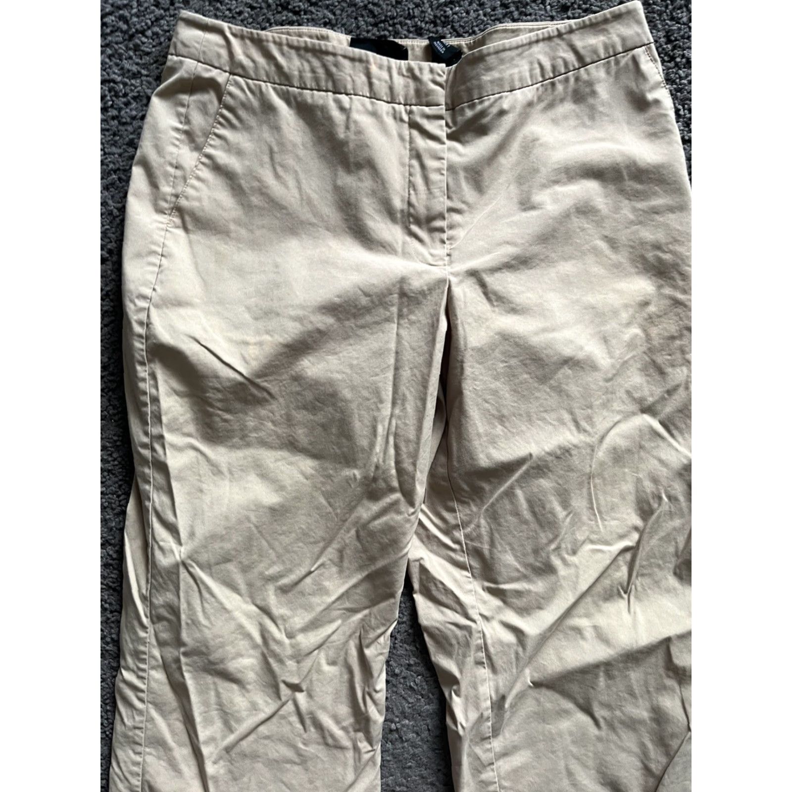 Vintage NYC Women's City Stretch Cropped Pants Size 10 Regular Beige Summer Wide-Leg Size 32" / US 10 / IT 46 - 2 Thumbnail