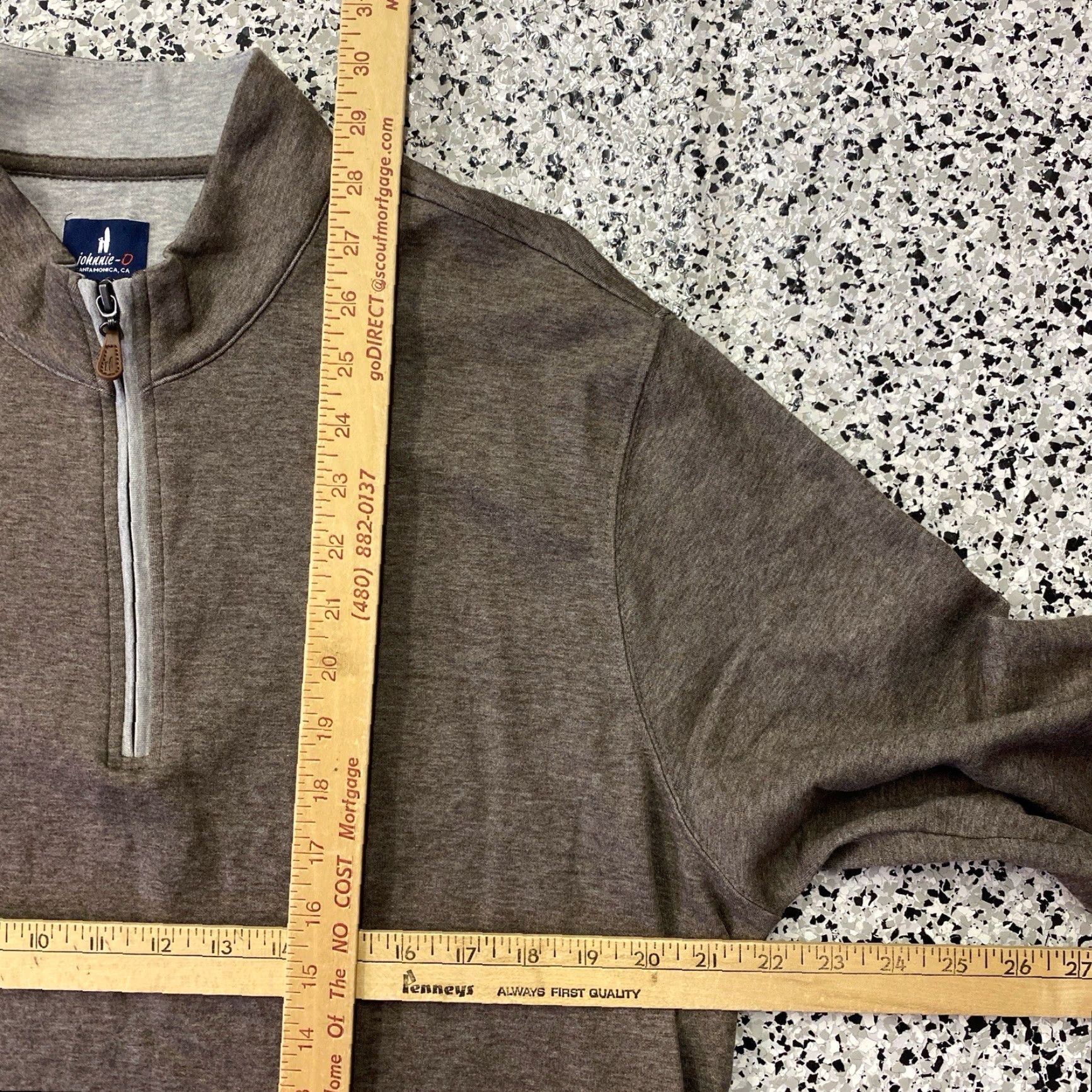 johnnie-O Johnnie-O Mens 1/4 Zip L/S Performance Cotton Polyester Blend Pullover Large Brown Size US L / EU 52-54 / 3 - 3 Thumbnail