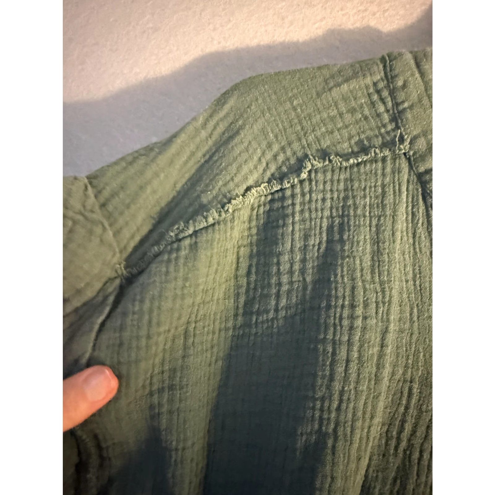 Vintage VINTAGE Entro Dress Womens Medium Green Cotton Gauze V Neck Swing Ruffle Hem Boho Tiered Size M / US 6-8 / IT 42-44 - 6 Thumbnail