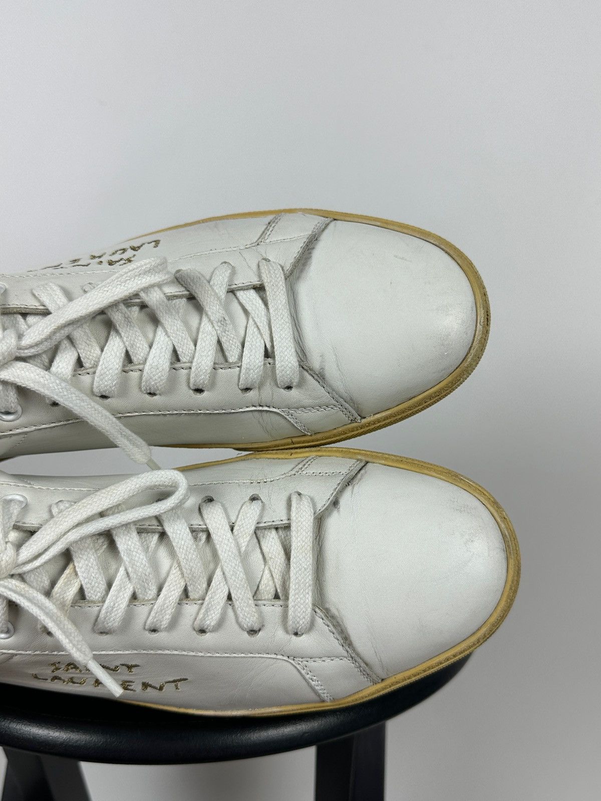 Saint Laurent Paris Saint Laurent Paris Court Classic Leather Low Top Sneakers Size US 12 / EU 45 - 20 Thumbnail