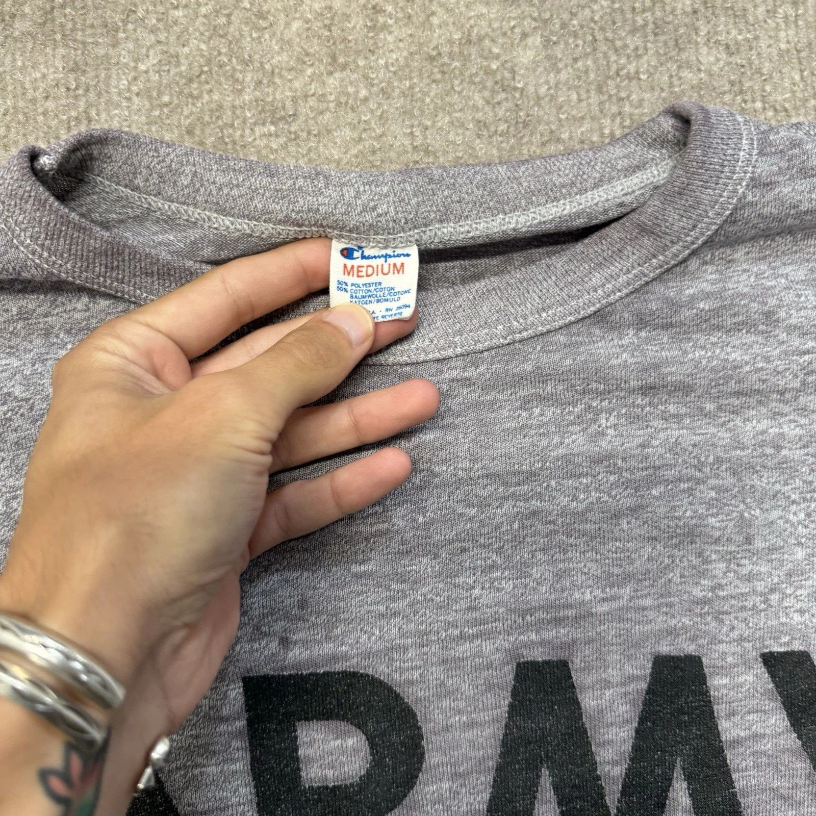 Champion US Army Gray Single Stitch Tee Vintage 1980s Size US M / EU 48-50 / 2 - 3 Thumbnail