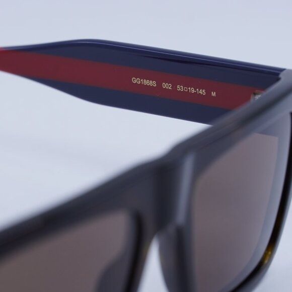 Gucci Gucci GG1868S 002 Sunglasses Havana/Blue/Red Square Frame Size ONE SIZE - 6 Thumbnail