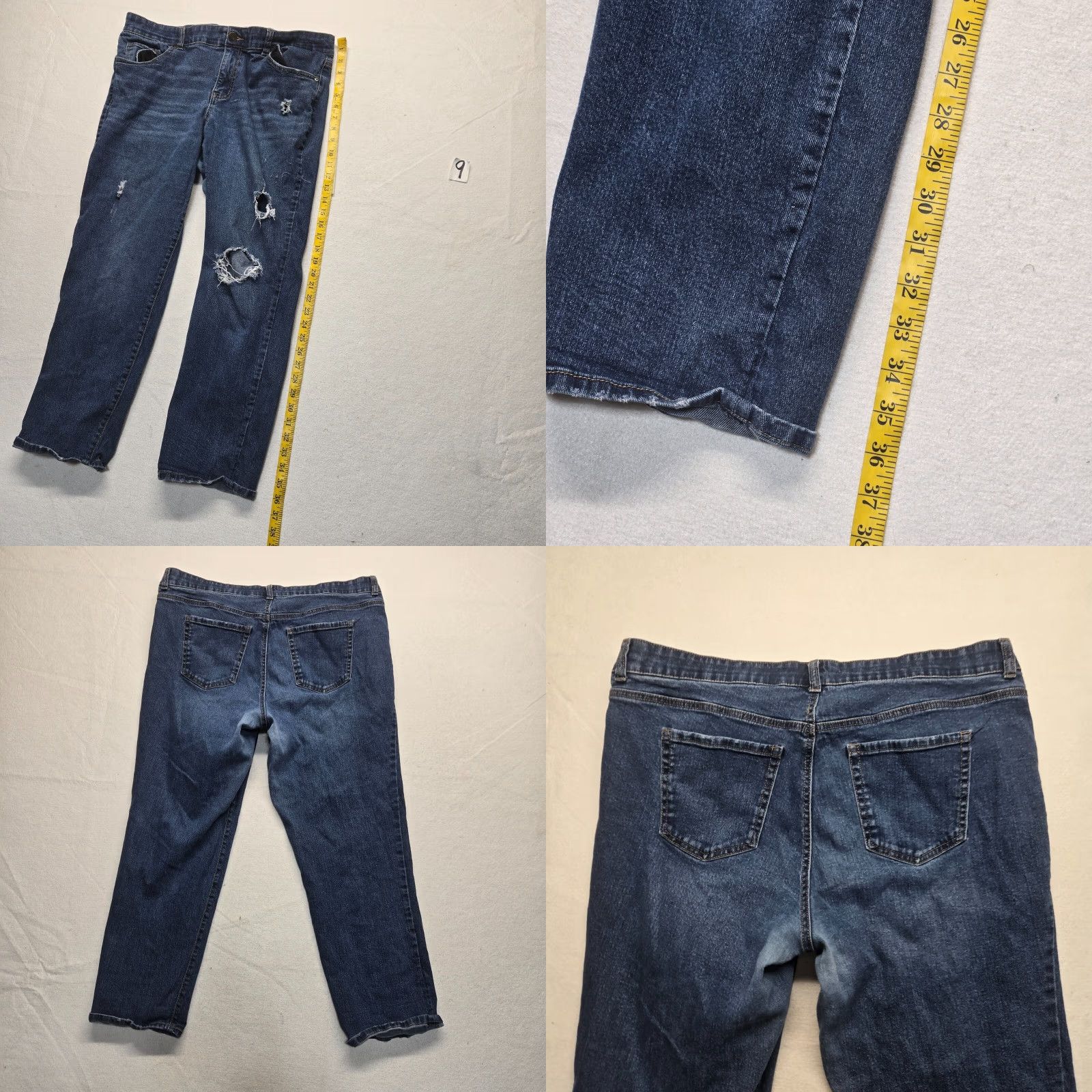Vintage VINTAGE Terra & Sky Slim Boyfriend Jeans Women's Plus 16W Distressed Dark Wash Cotton Spandex Size 38" / US 16 / IT 52 - 8 Thumbnail