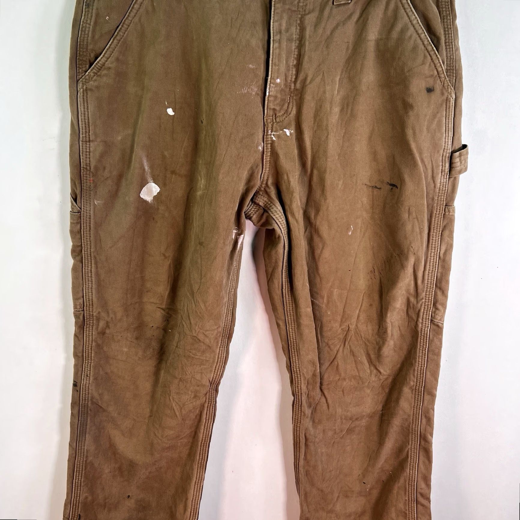 Carhartt VINTAGE Carhartt Lined Carpenter Pants Mens Size 33x30 Brown Canvas Relaxed Fit Workwear 90s Size US 33 - 3 Thumbnail