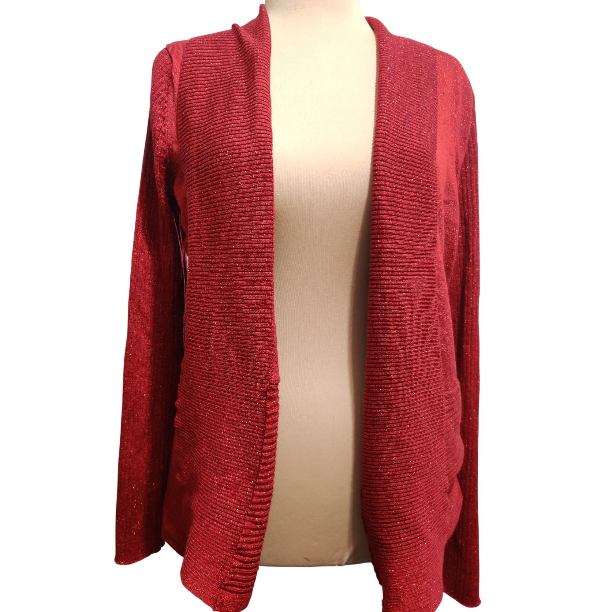Other 89th + Madison XL Womens Sweater Red Metallic Ribbed Open Fr Size XL / US 12-14 / IT 48-50 - 10 Thumbnail