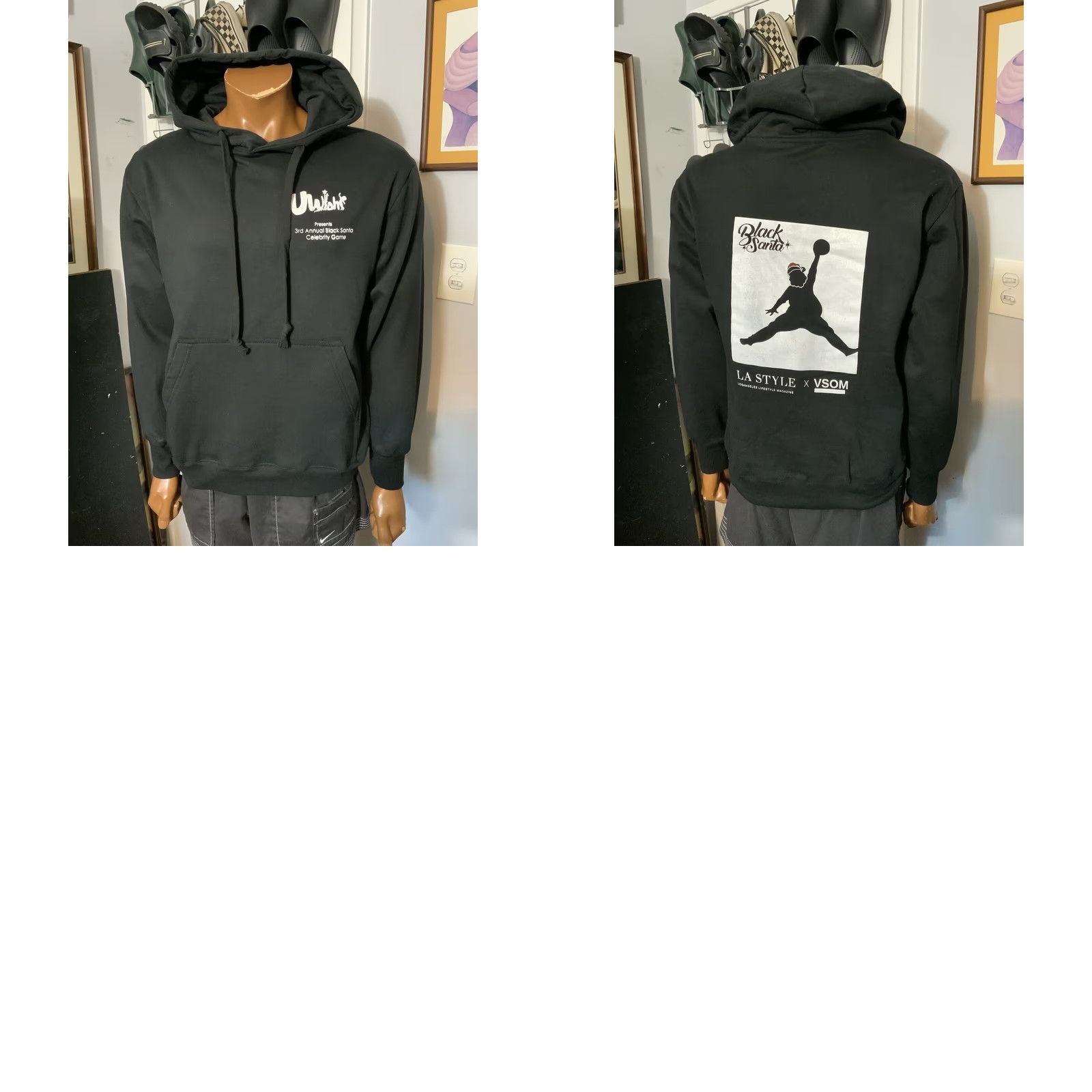 Vintage VINTAGE Baron Davis UWish 3rd Annual Black Santa Celebrity Basketball Game Hoodie Sz. M Men's Basketball Pro World Pullover Black M Size US M / EU 48-50 / 2 - 8 Thumbnail