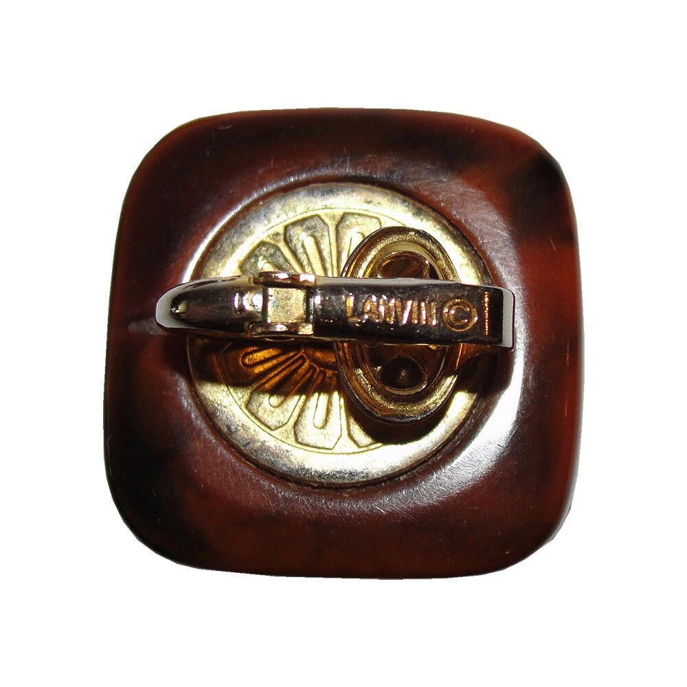 Lanvin Lanvin Brown Swirl Bakelite Headlight Rhinestone Earrings Size ONE SIZE - 5 Thumbnail