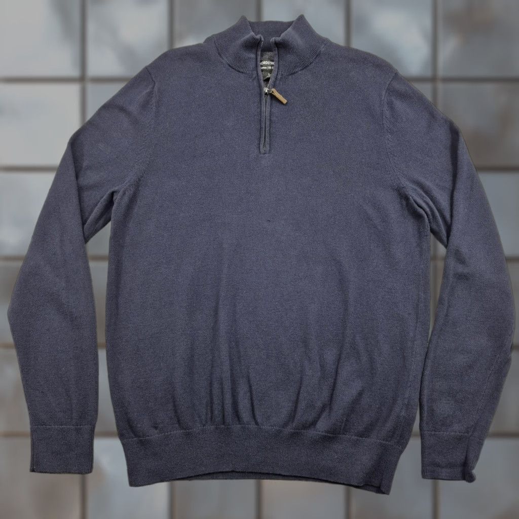 Nordstrom Nordstrom Mens Small Blue Cotton Cashmere 1/4 Zip Mock Neck Pullover Sweater Knit Size US S / EU 44-46 / 1 - 1 Thumbnail