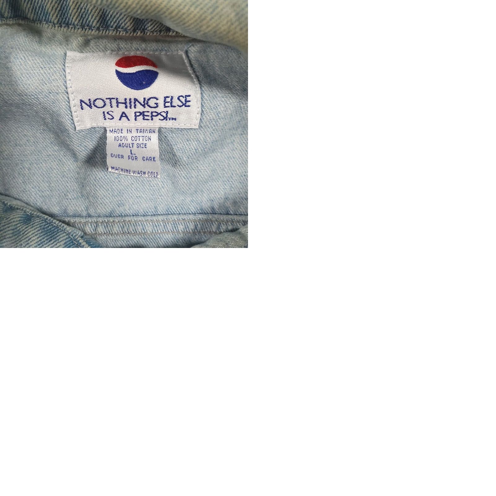 Denime VINTAGE Pepsi Trucker Jacket Mens L Light Wash Blue Denim 90s Y2K Grunge Jacket Size US L / EU 52-54 / 3 - 9 Thumbnail
