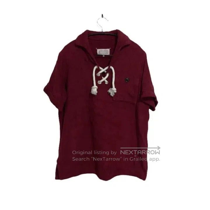 Maison Margiela Red Hooded Short Sleeve Sweatshirt 0079.
