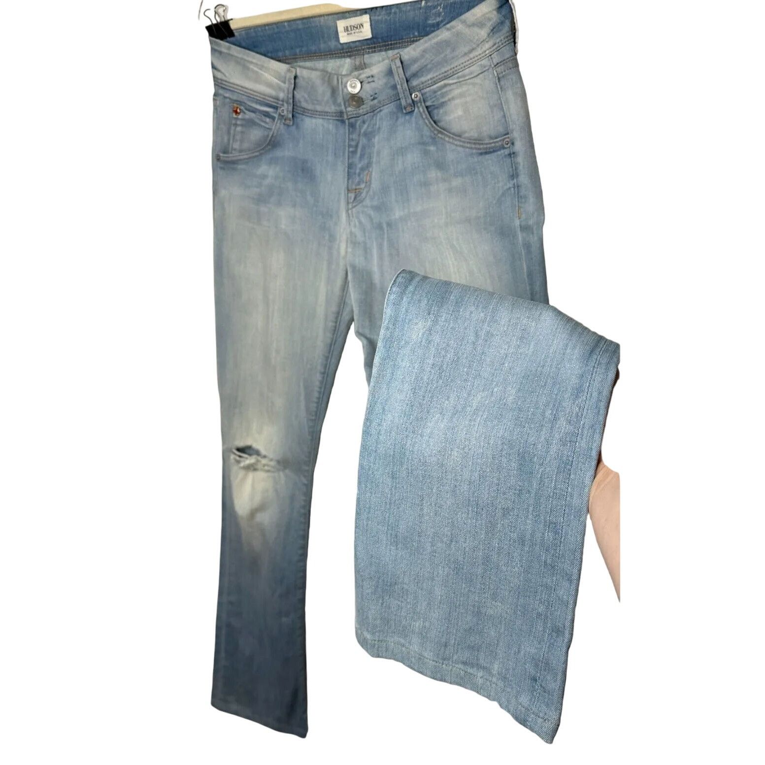Hudson Hudson Double Button Blue Wash Jeans Low-Rise Boot Cut 26 Size 26" / US 2 / IT 38 - 2 Thumbnail