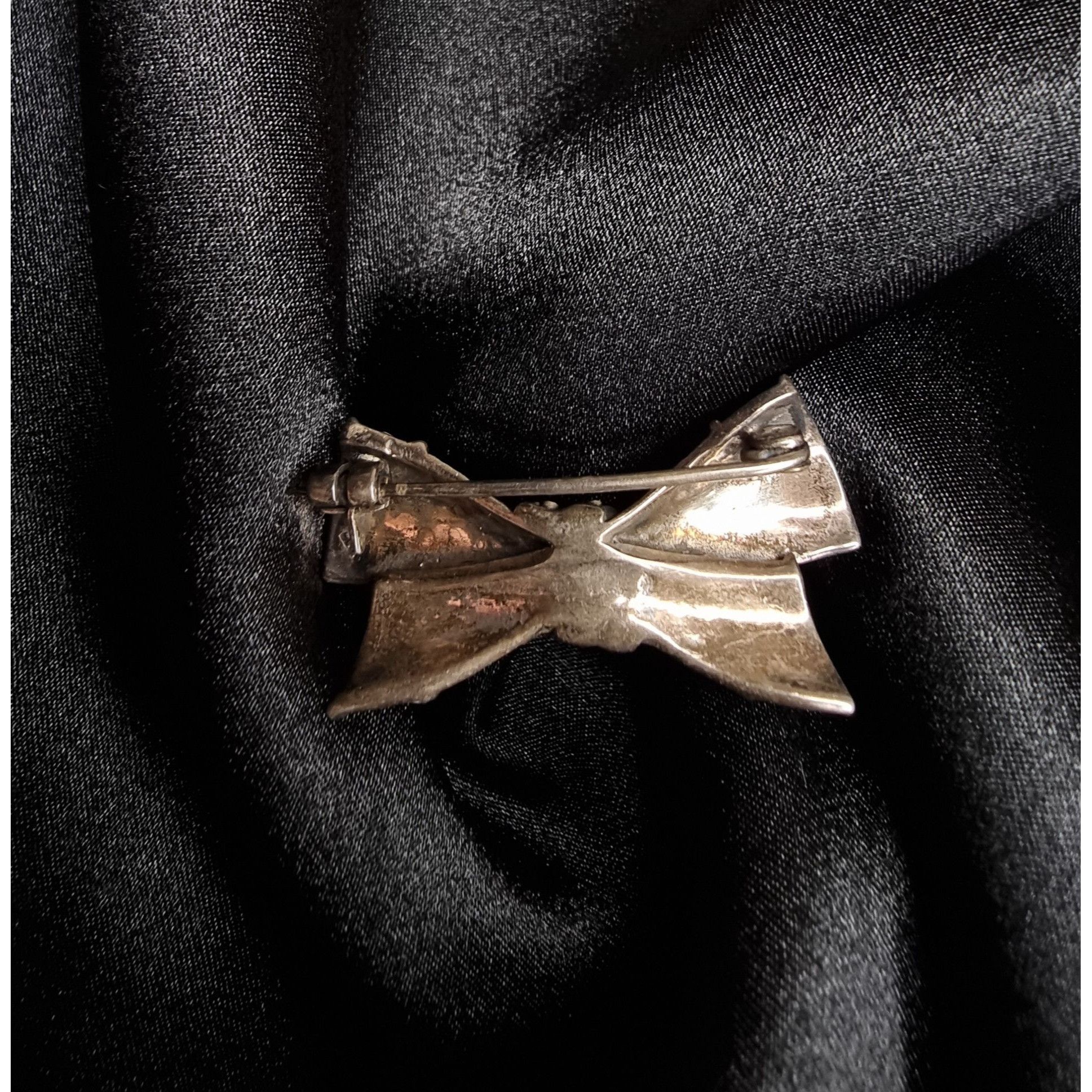 Vintage Vintage 925 Sterling Silver Marcasite Bow Brooch Pin Elegant Size ONE SIZE - 6 Thumbnail