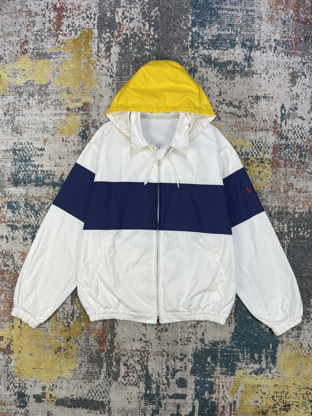 Vtg Polo Ralph Lauren Color Block 2 Way Hoodie Jacket