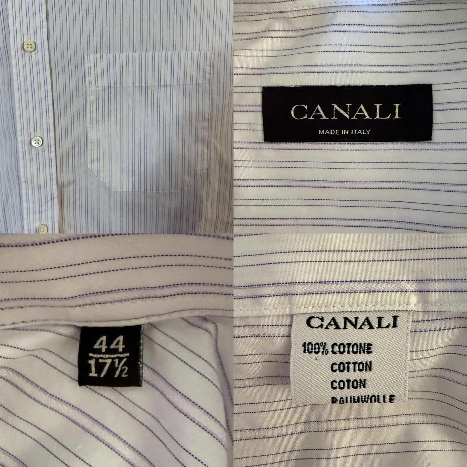 Canali VINTAGE Canali Striped Dress Shirt White Men's XL 100% Cotton Business Formal Modern Size 46R - 8 Thumbnail