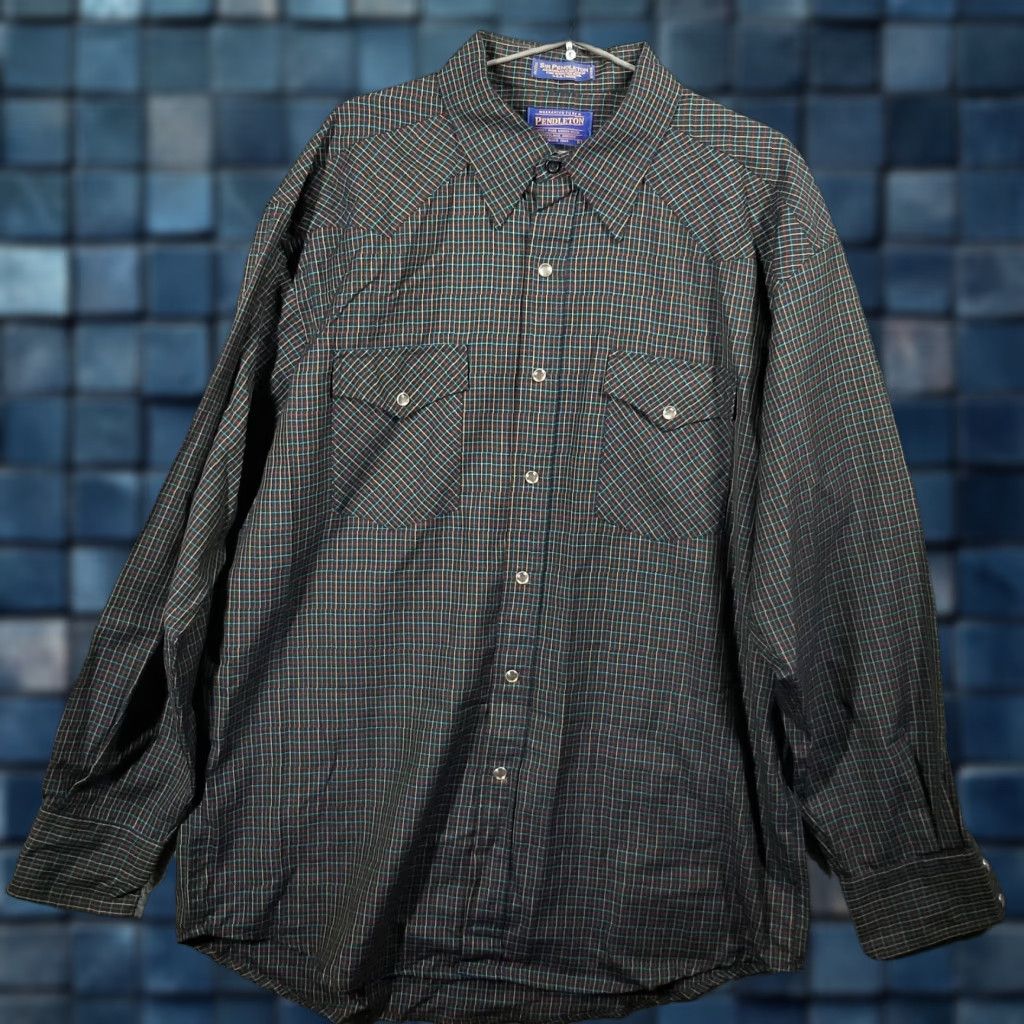 Pendleton VINTAGE Pendleton Wool Western Shirt Men’s Large Long Sleeve Plaid check 100% Wool Outdoor Casual Size US L / EU 52-54 / 3 - 1 Thumbnail