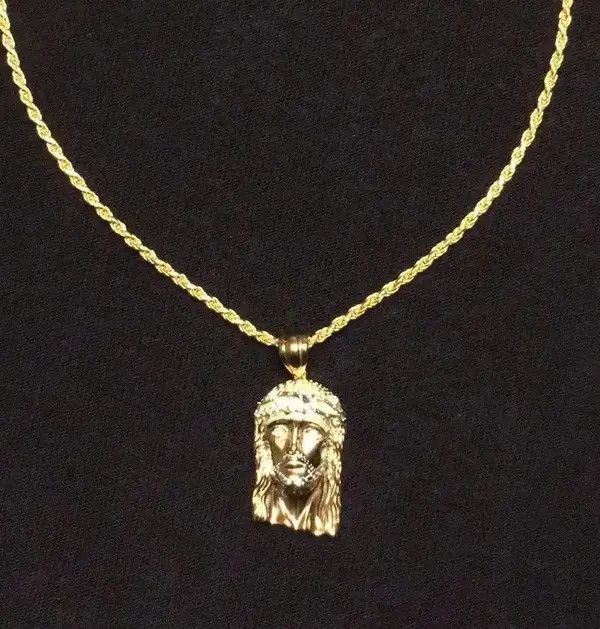 Other Gold Chain Rope Chain 20in 2mm And Gold Jesus Piece Head Size ONE SIZE - 4 Thumbnail