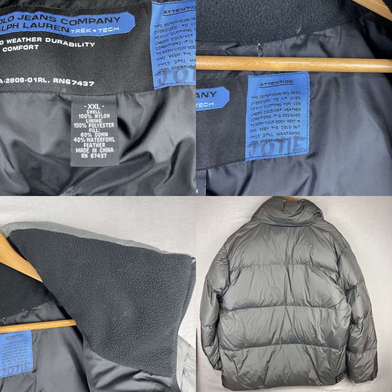 Ralph Lauren VINTAGE Ralph Lauren Jacket Mens 2XL Gray Puffer Bubble Down Hood Polo Jeans Co Hood Jacket Size US XXL / EU 58 / 5 - 10 Thumbnail