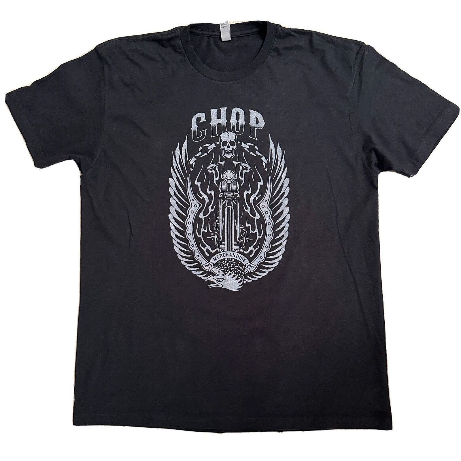Next Level Next Level Chop Merch Mens Black Biker Shirt Skeleton On A M ...