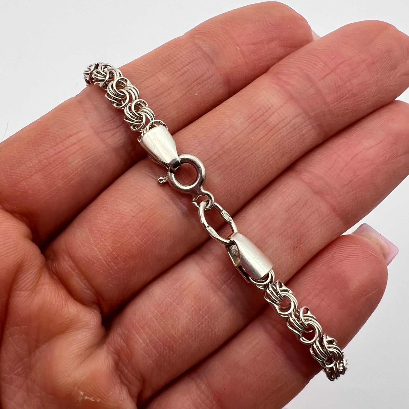 Sterling Silver Vintage Sterling Silver 925 Chain Bracelet Jewelry 4.8 gr Size ONE SIZE - 6 Thumbnail