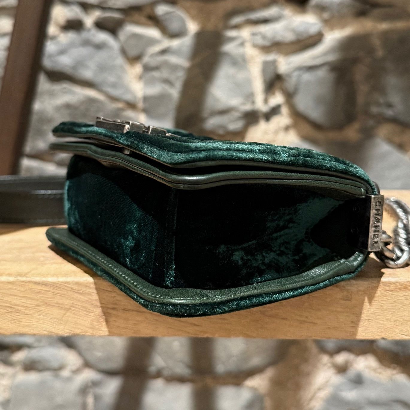 Chanel Chanel Forest Green Crushed Velvet Mini Boy Bag Size ONE SIZE - 14 Thumbnail