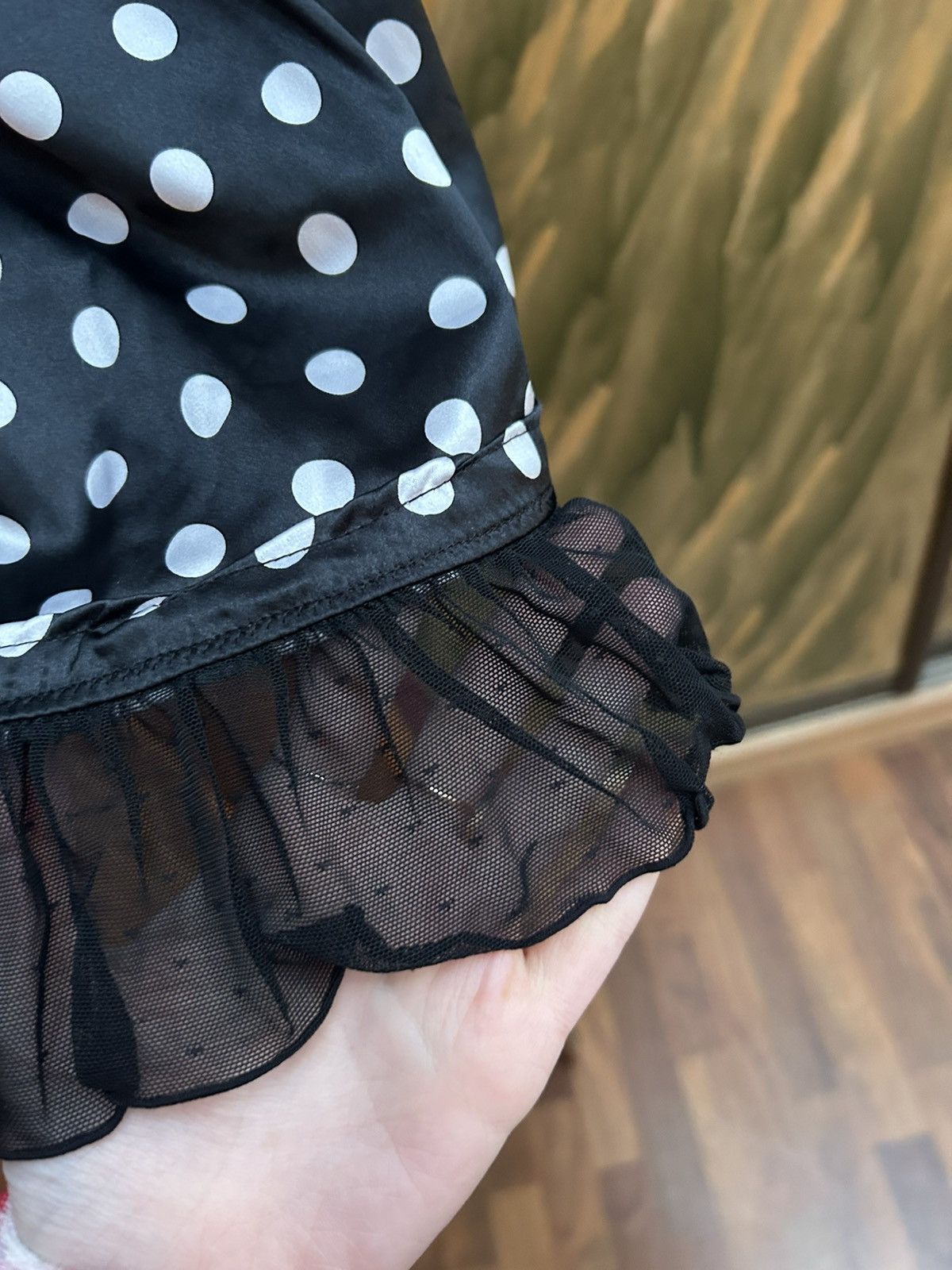 Vintage Y2K Yes Or No Polka Dot Cami Slip Top Lace Trim Mesh Hem Size S / US 4 / IT 40 - 5 Thumbnail