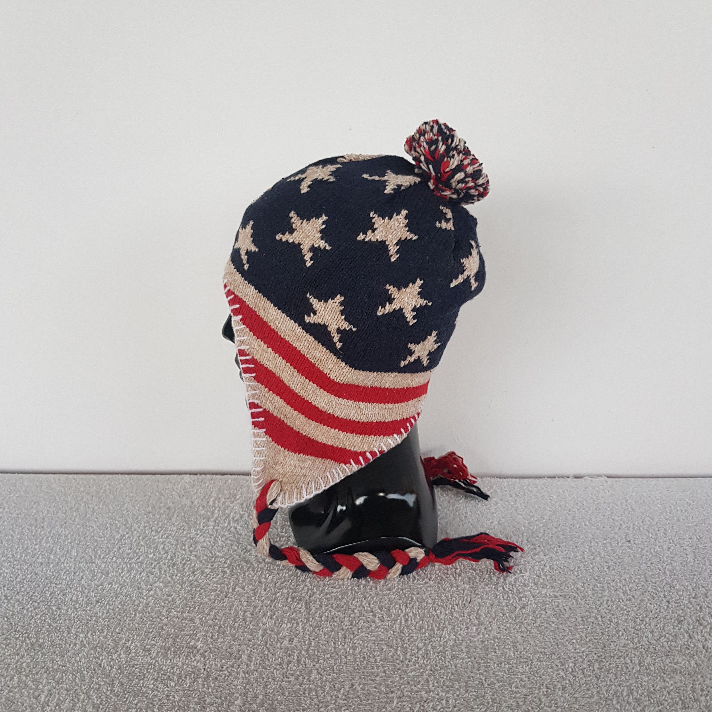 Other Vintage American Flag Earflap Beanie Pom Pom Snow Caps Hats Size ONE SIZE - 4 Thumbnail