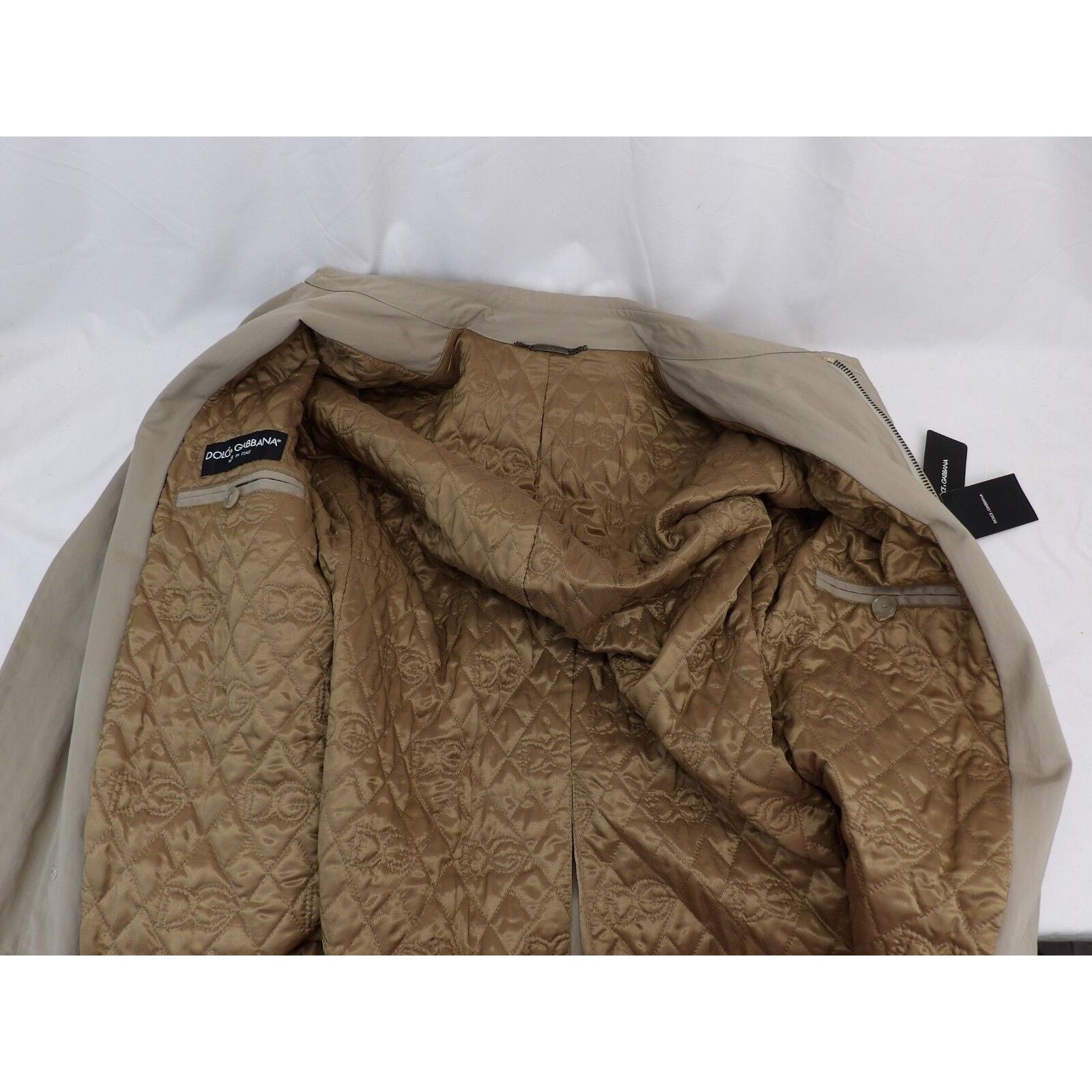 Dolce & Gabbana BEIGE COTTON BUTTON ZIPPER TRENCH EPAULET COAT 52 42 ITALY Size US L / EU 52-54 / 3 - 7 Thumbnail