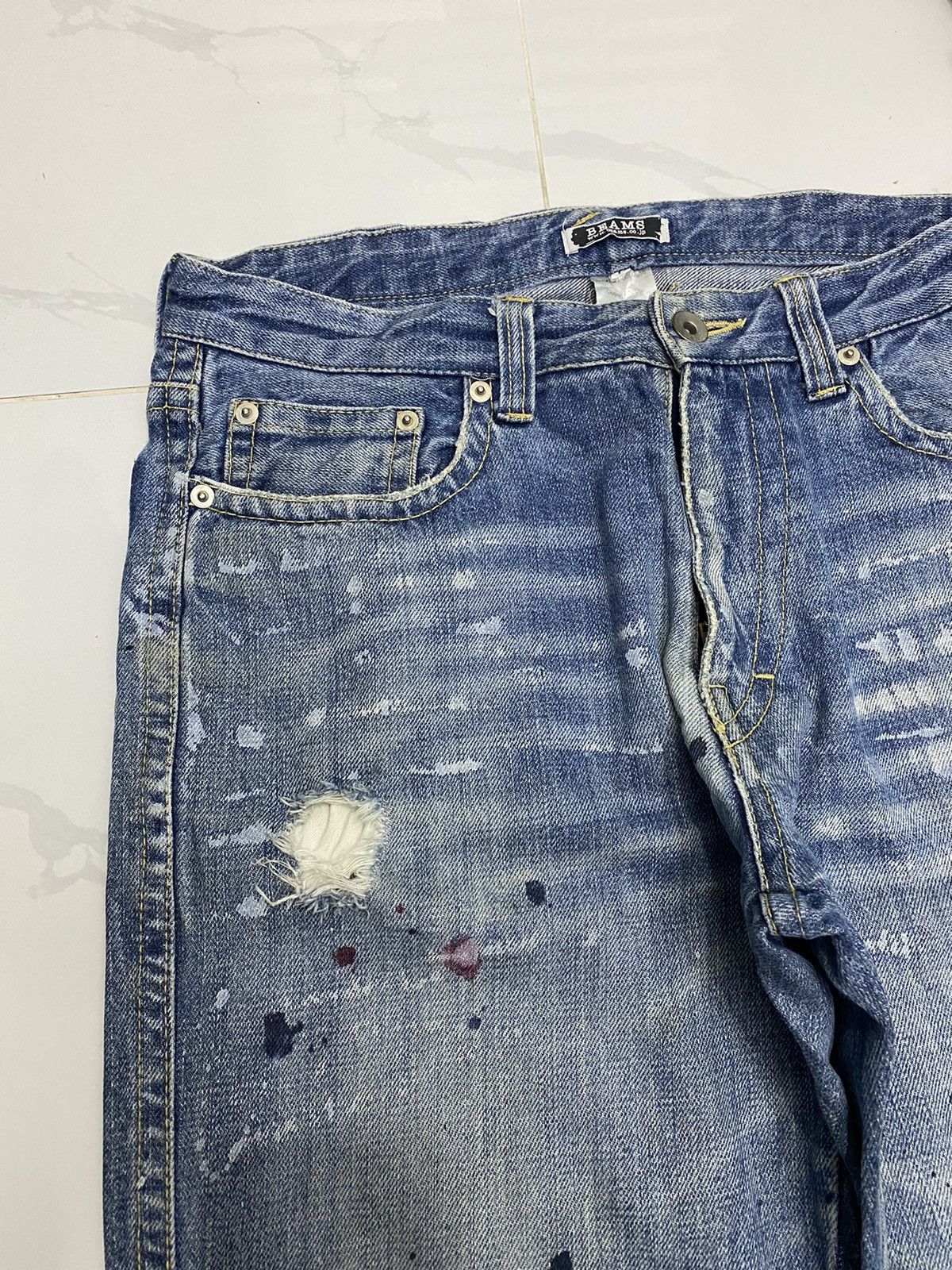 Beams Plus VINTAGE BEAMS PAINTER DISTRESSED DENIM JEANS Size US 32 / EU 48 - 8 Thumbnail