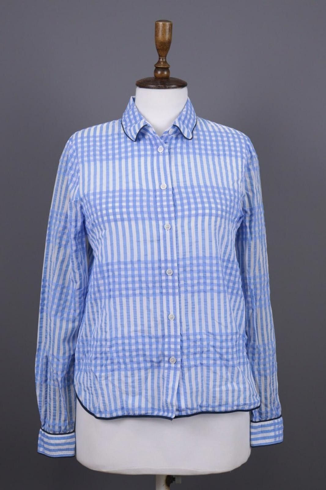 Gianni Valentino GANNI Blue Check Button Down Blouse Shirt Size 36 Size M / US 6-8 / IT 42-44 - 1 Thumbnail