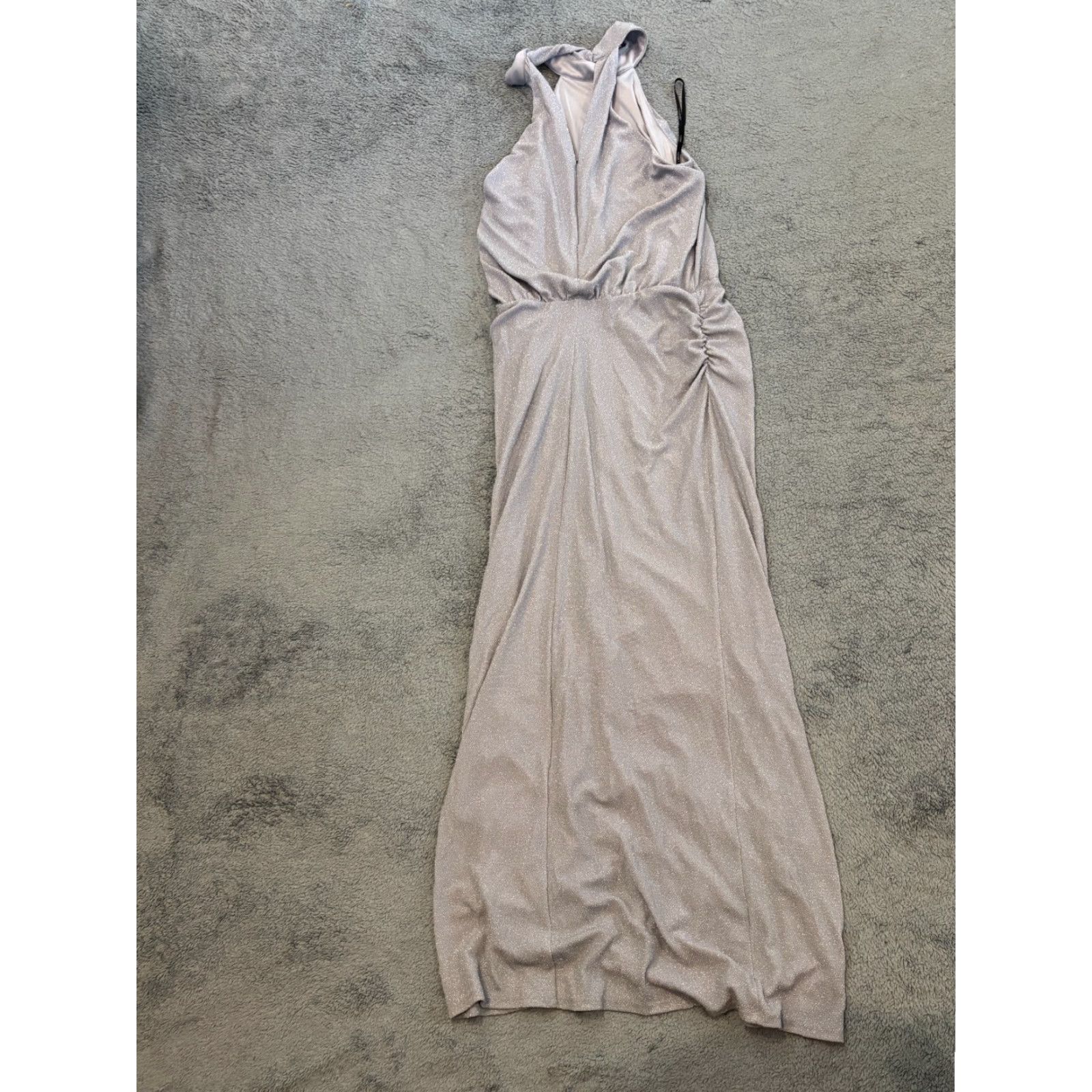 Laundry by Shelli Segal Laundry by Shelli Segal Maxi Dress Womens 14 Silver Sparkle Halter Neck Long Formal ✔ Size XL / US 12-14 / IT 48-50 - 5 Thumbnail