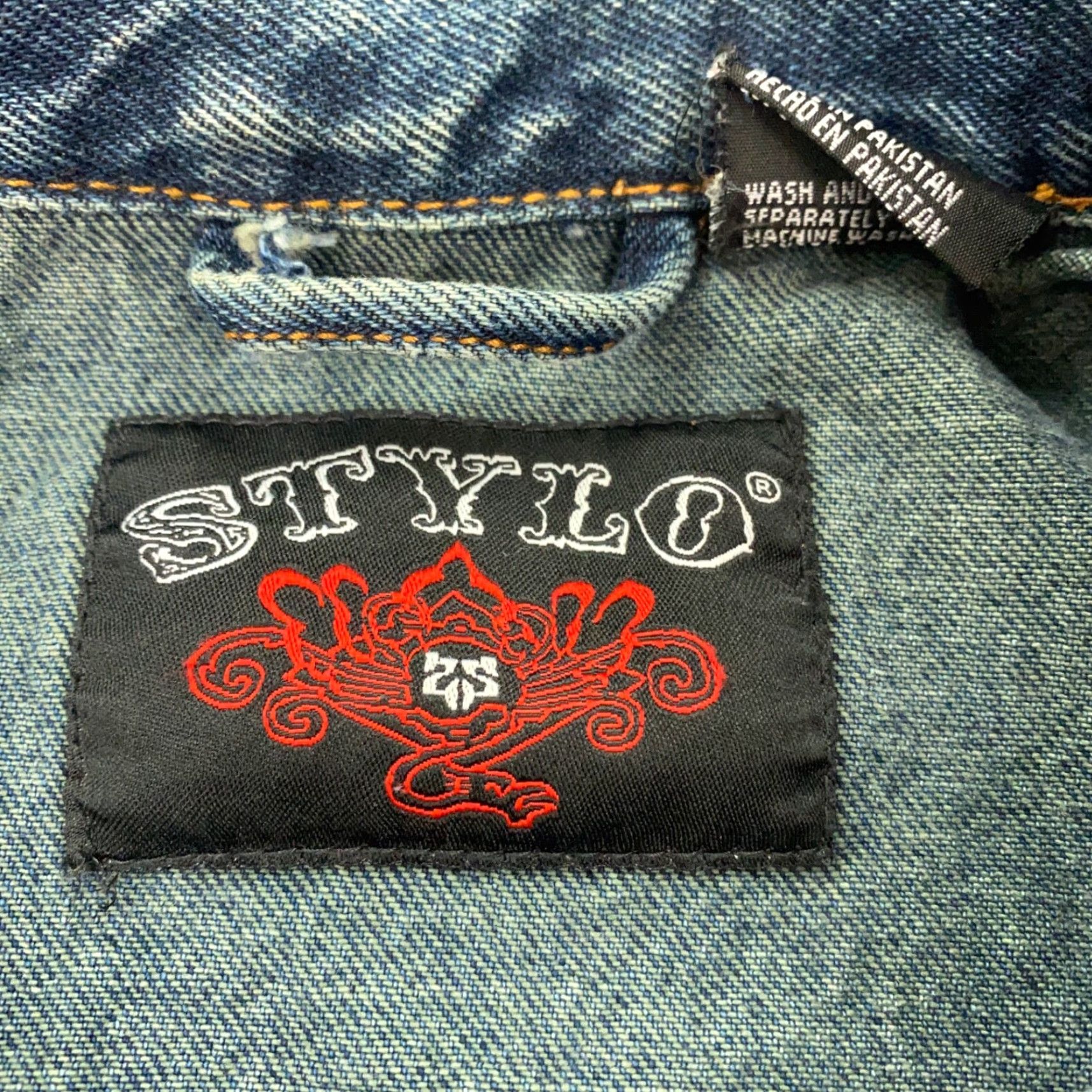 Denime Stylo Jeans Jacket Womens M Blue Denim Rhinestones Embellished Casual Zip Jacket Size 32" / US 10 / IT 46 - 2 Thumbnail