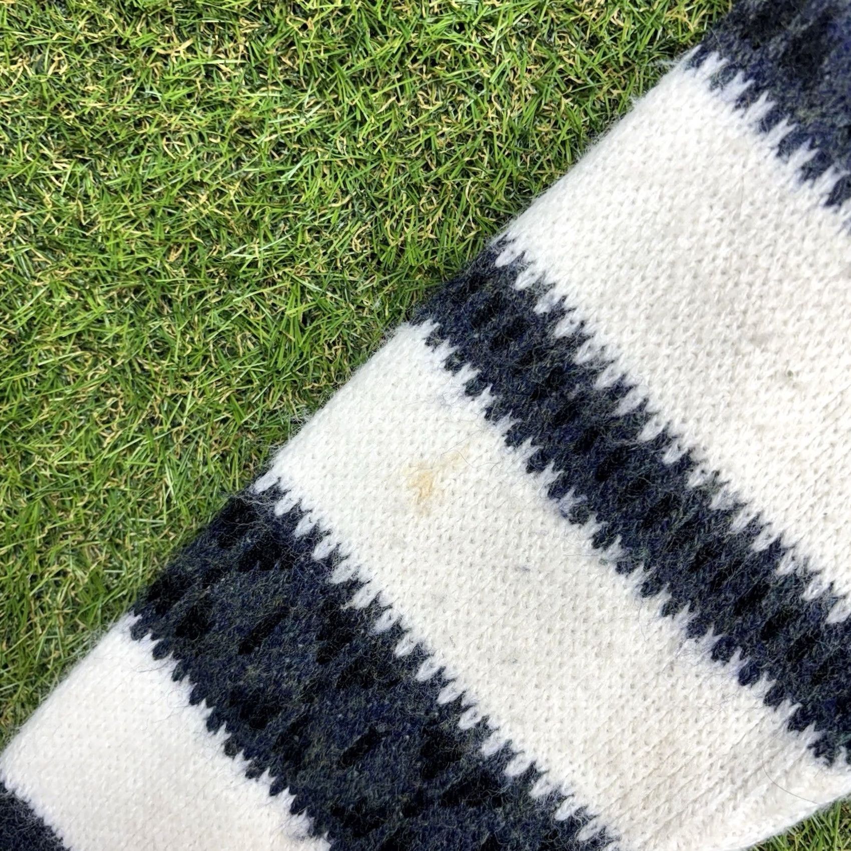 Vintage VINTAGE Kandahar Deluxe Sweater Mens S 1960s Blue Zip Up Striped Acrylic Fuzzy Limited Vintage Knit Depicting Art Deco Showpiece? Size US S / EU 44-46 / 1 - 7 Thumbnail
