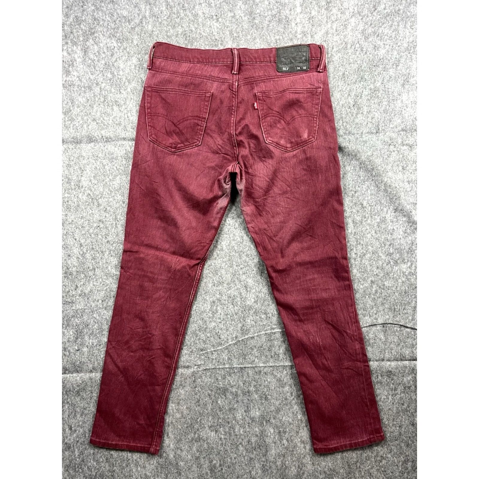 Vintage VINTAGE Levi's 511 Jeans Mens Burgundy Skinny Fit Slim Leg 34x32 Denim Cotton Elastane Stretch Pockets Logo 90s Style Mens Size US 34 / EU 50 - 2 Thumbnail