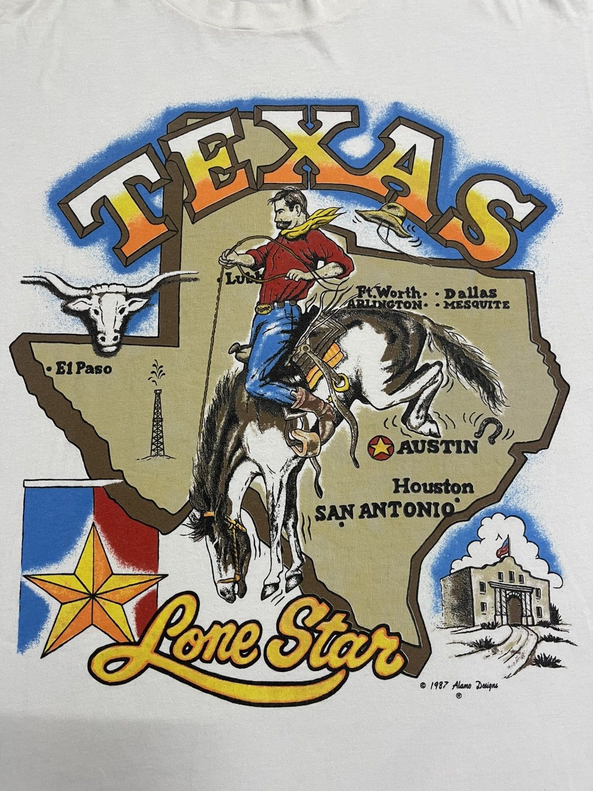 Vintage Texas Lone Star Alamo Designer Vintage 1987 Size US XL / EU 56 / 4 - 4 Thumbnail