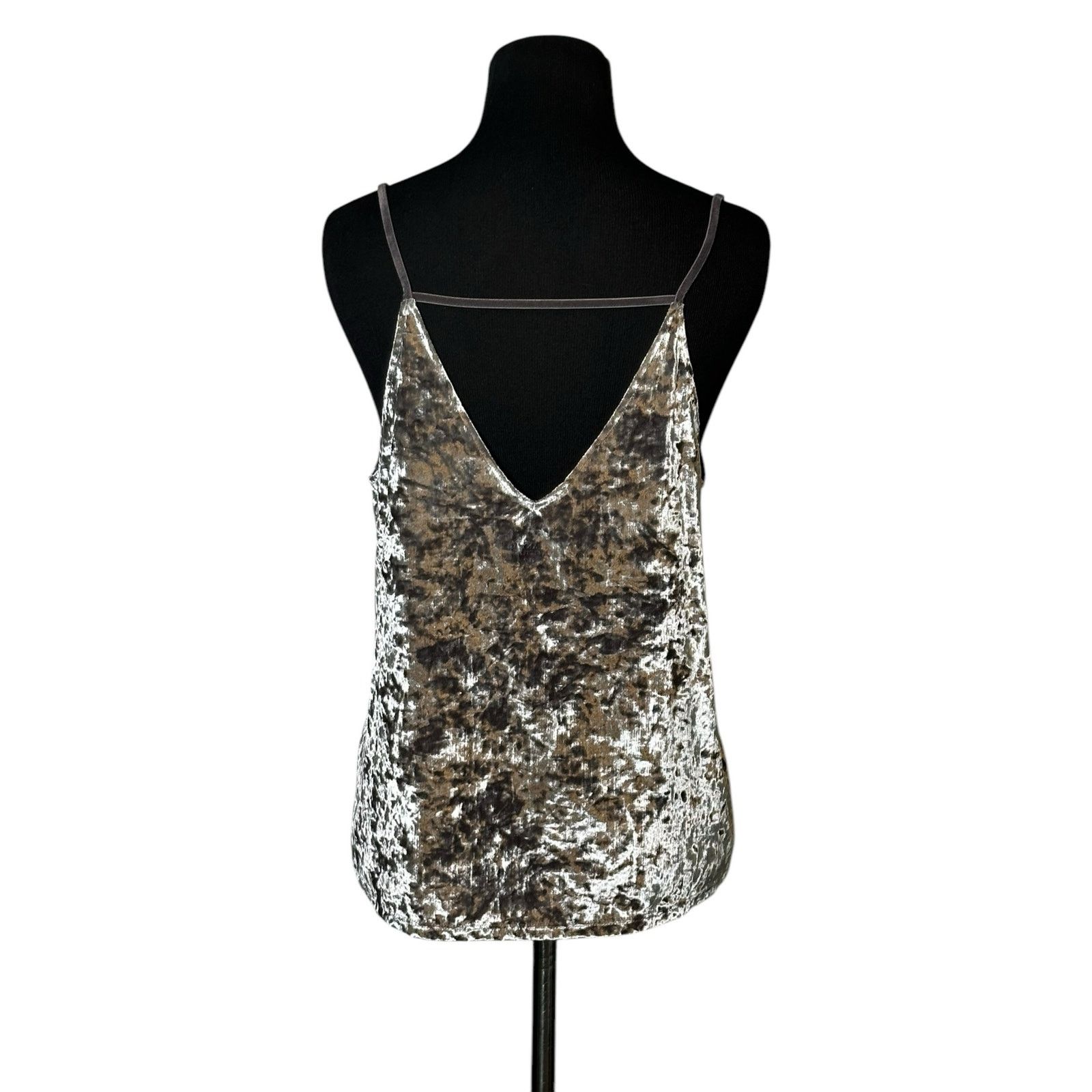 American Eagle Outfitters American Eagle silver crushed velvet tank top cami size M Size M / US 6-8 / IT 42-44 - 2 Thumbnail
