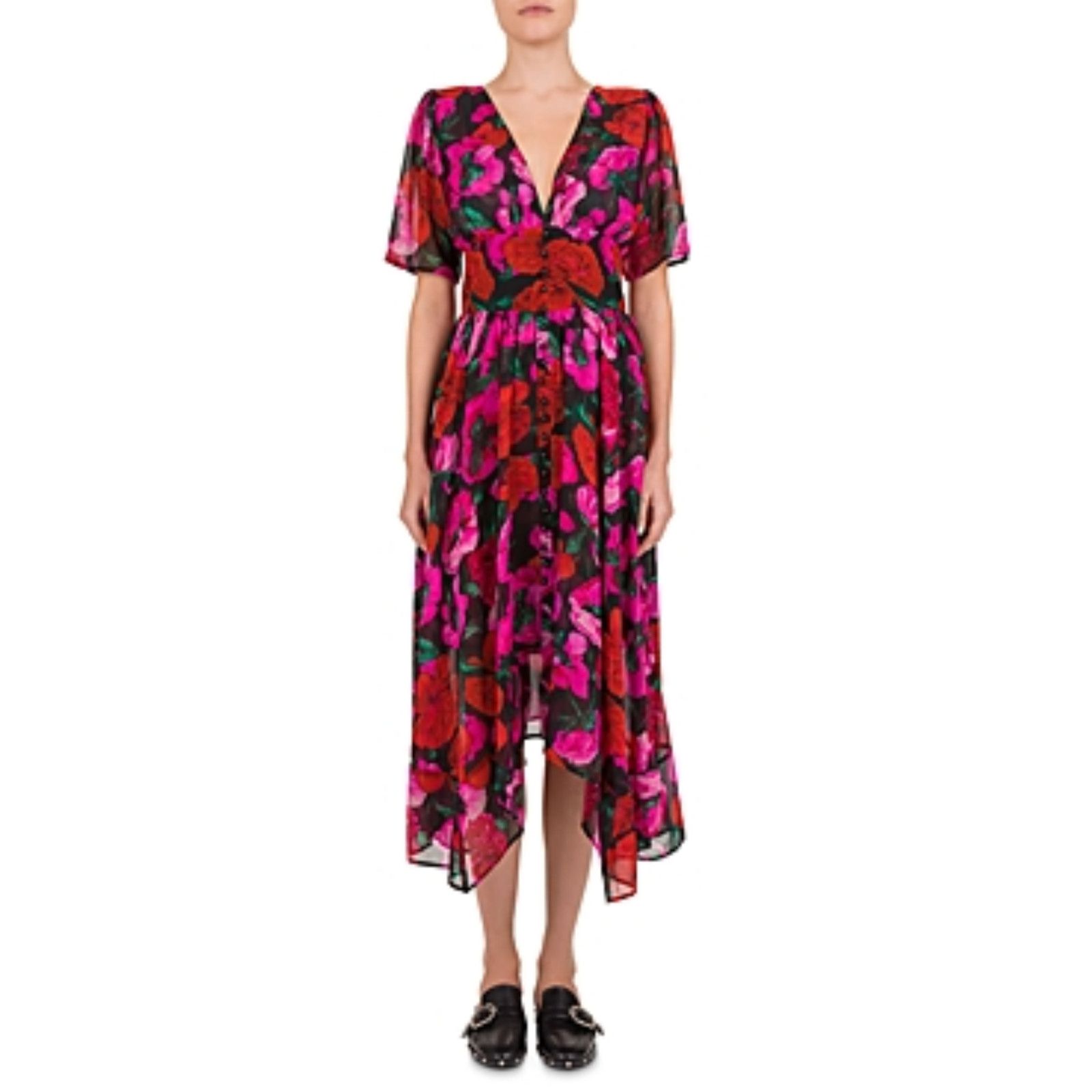 The Kooples The Kooples Dolce Vita Silk Floral Print Dress Multi Size 0 Size XS / US 0-2 / IT 36-38 - 1 Thumbnail