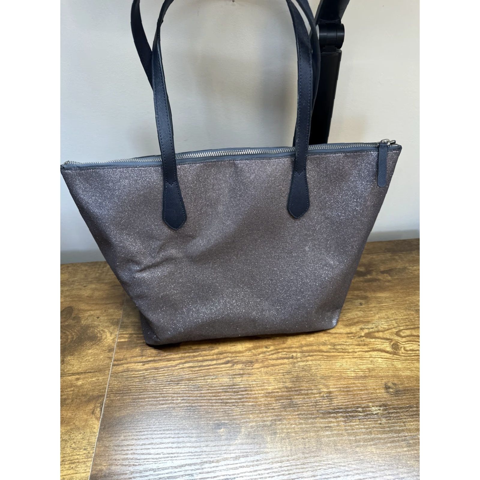 Vintage Kate Spade Bag Glitter Blue Large Joeley Tote 12" x 17" x 6" Metallic Silver Size ONE SIZE - 7 Thumbnail