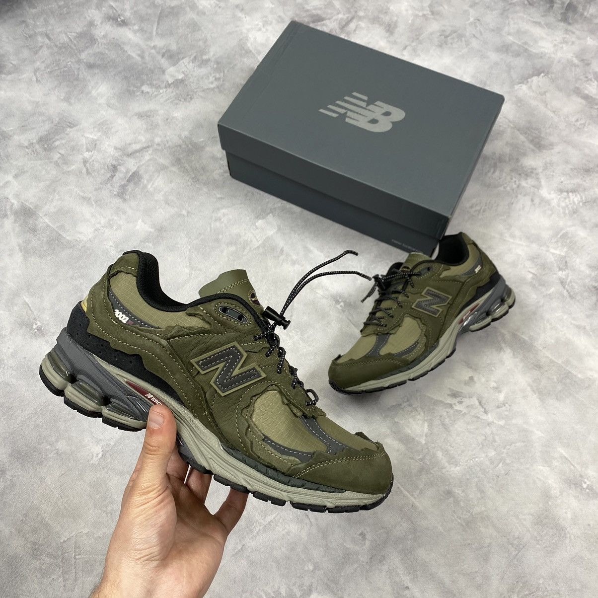 image of New Balance 2002Rd Protection Pack Dark Moss Shoes, Men's (Size 8)