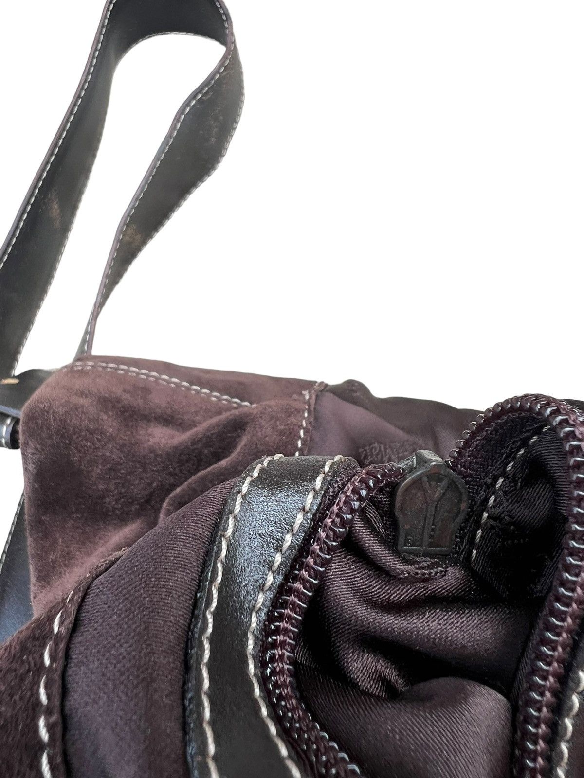Leather × Vintage Vintage MaxMara Brown Suede Leather Large Shoulder Bag Size ONE SIZE - 20 Thumbnail