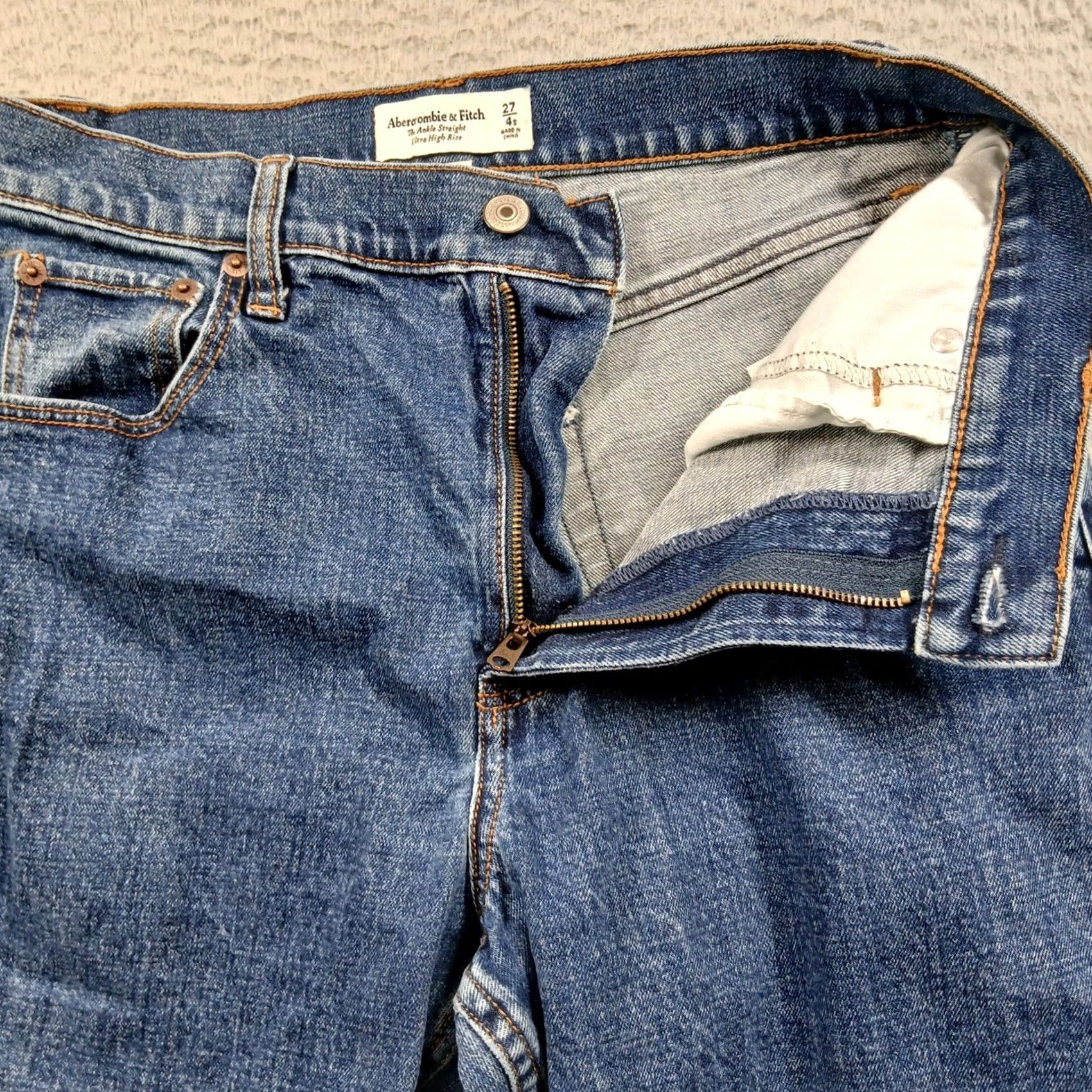Abercrombie & Fitch VINTAGE Abercrombie & Fitch Curve Love The Ankle Straight Jeans 27P Blue 5-Pocket Stretch High Rise Womens 4S Size 27" / US 4 / IT 40 - 7 Thumbnail