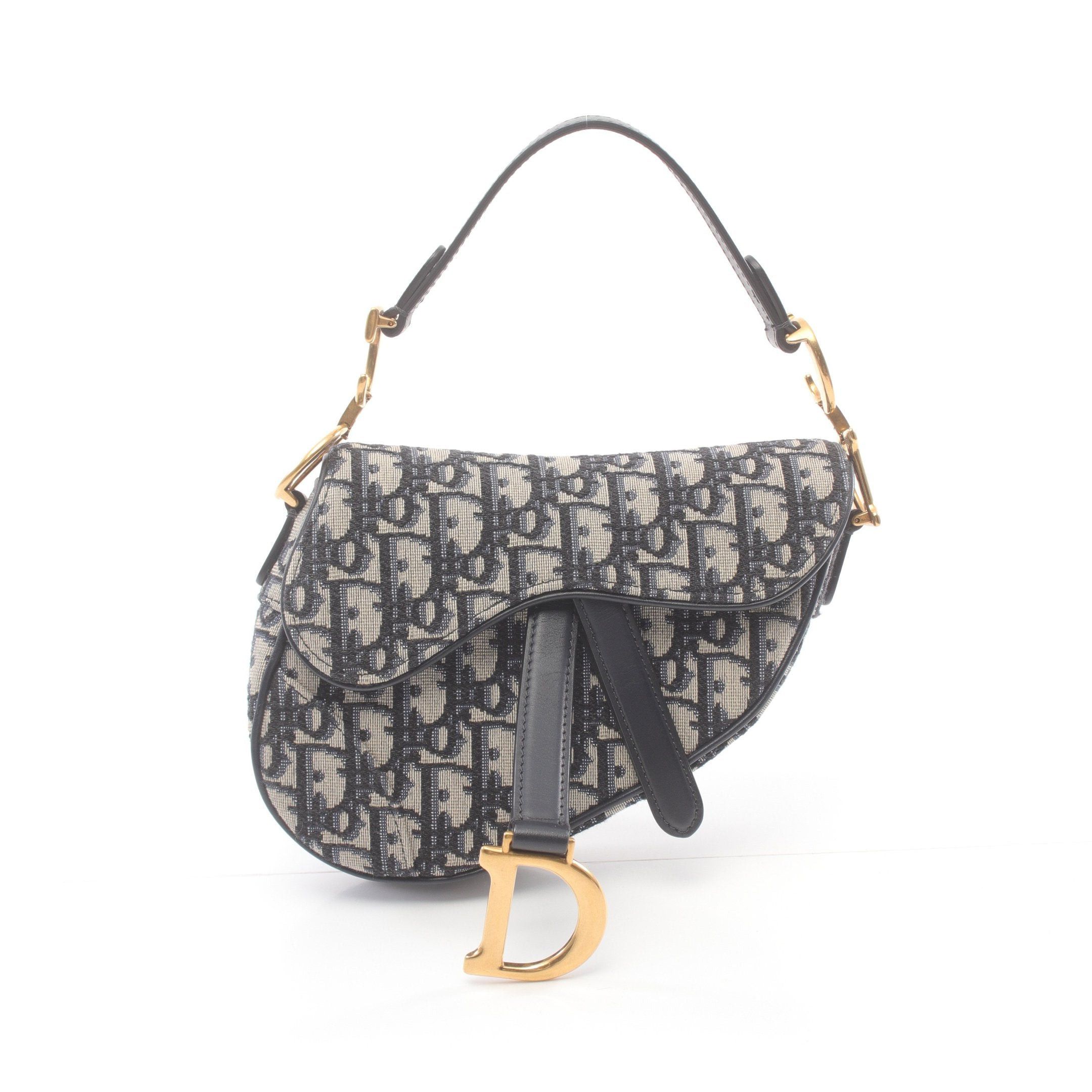 Dior Dior Saddle Bag Trotter Handbag Canvas Leather Navy Light Beige Size ONE SIZE - 1 Thumbnail