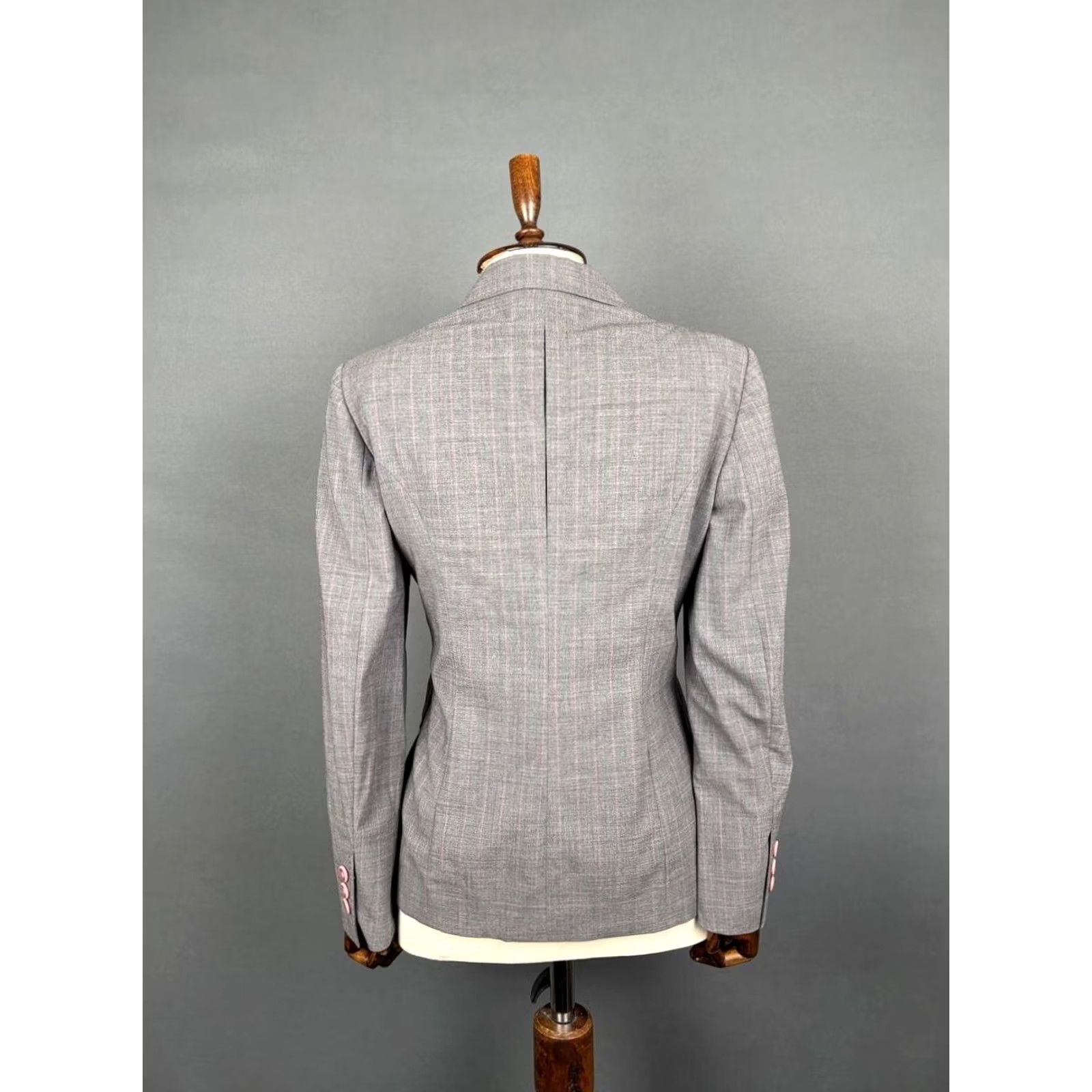 Moschino Moschino 2 Piece Plaid Lana Wool Blend Suit Gray Womens Size 42 Jacket Two-Button Double-Vented Regular Front Style Classic Modern Inseam 28 Size 28" / US 6 / IT 42 - 2 Thumbnail