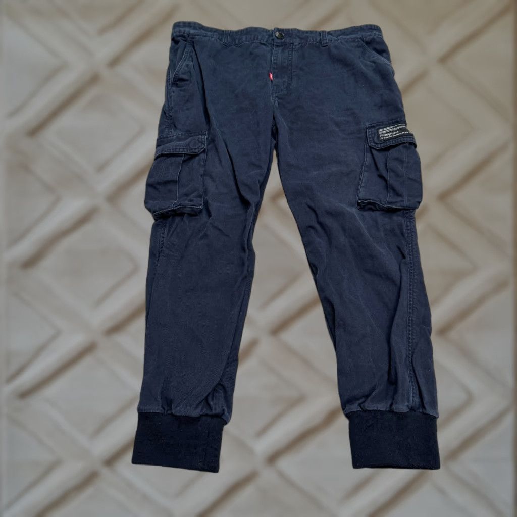Vintage Panmax Paris Pant Jogger Tapered 2XL Navy Blue 100% Cotton Mens Casual Athleisure Pants Size US 39 - 1 Thumbnail