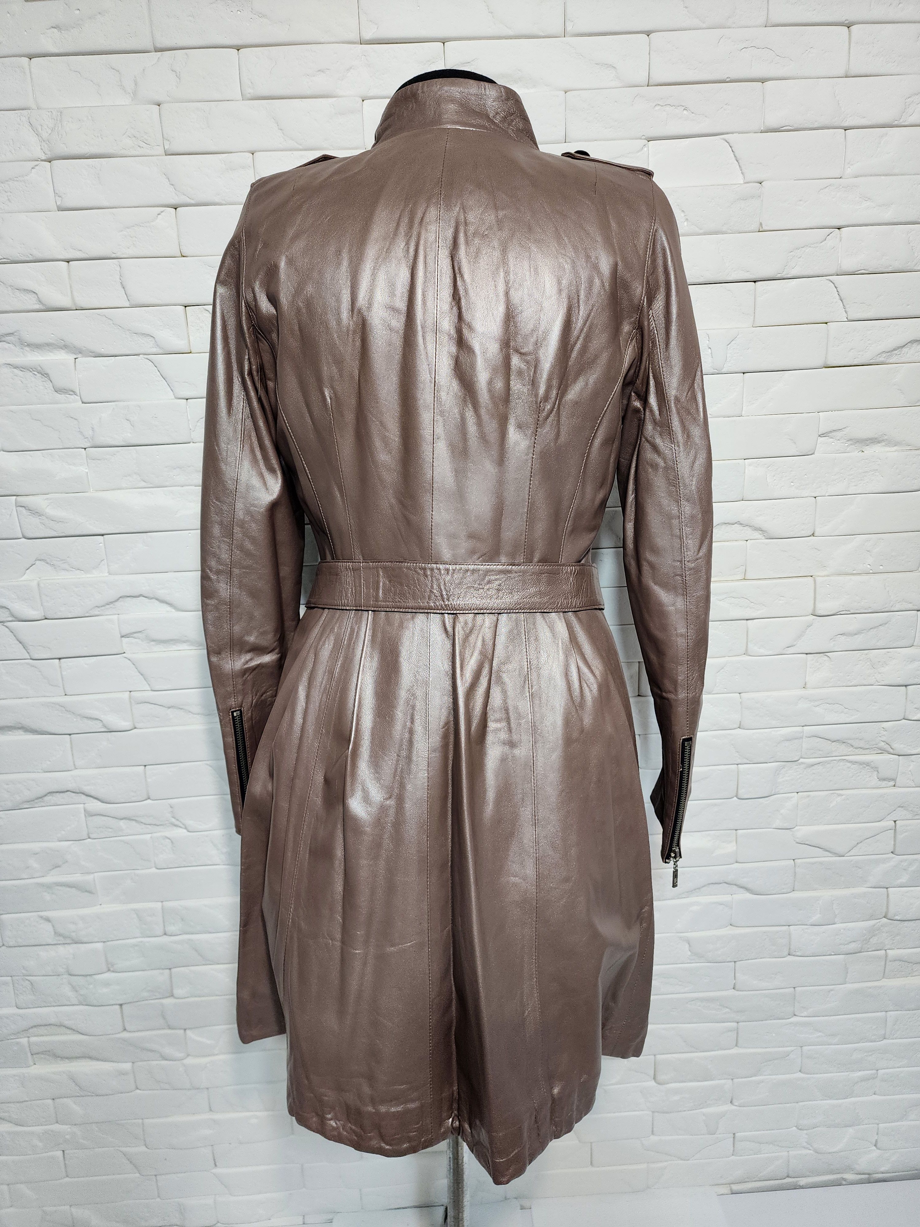 Designer Women's gray leather jacket. Size L / US 10 / IT 46 - 4 Thumbnail